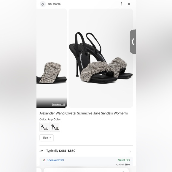 Alexander Wang Crystal Scrunchie Julie Sandals Women's - Picture 1 of 5